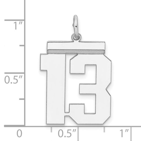 Sterling Silver, Athletic Collection, Large Polished Number 13 Pendant - Picture 4 of 5